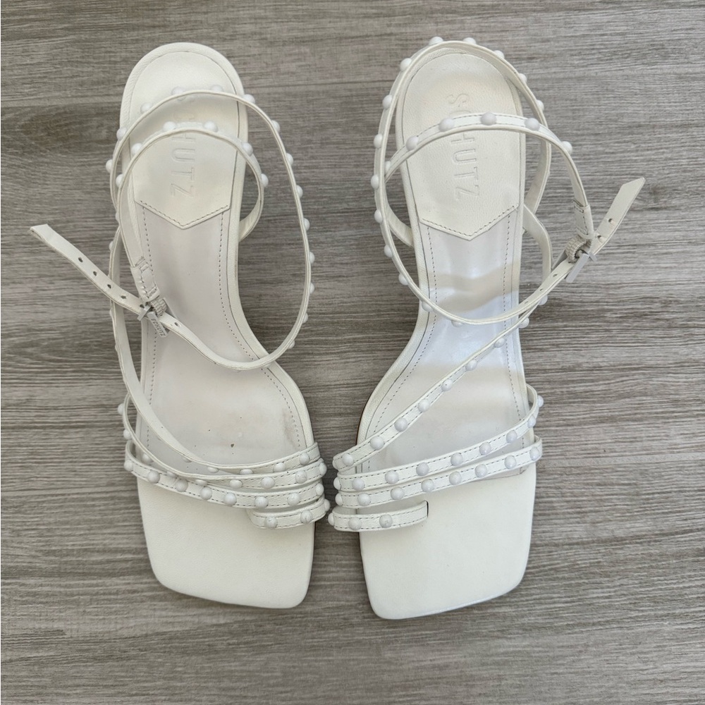 Schutz White Kitten Heel with Ankle Strap - Size 7.5 - Picture 2 of 4